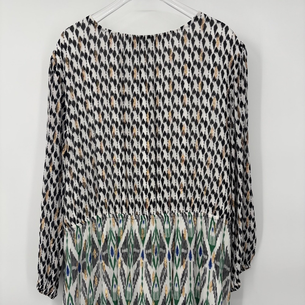 Chico's Maxi Dress Metallic Womens 3X Plus Aztec Midi Long Sleeve V-Neck - Picture 8 of 11